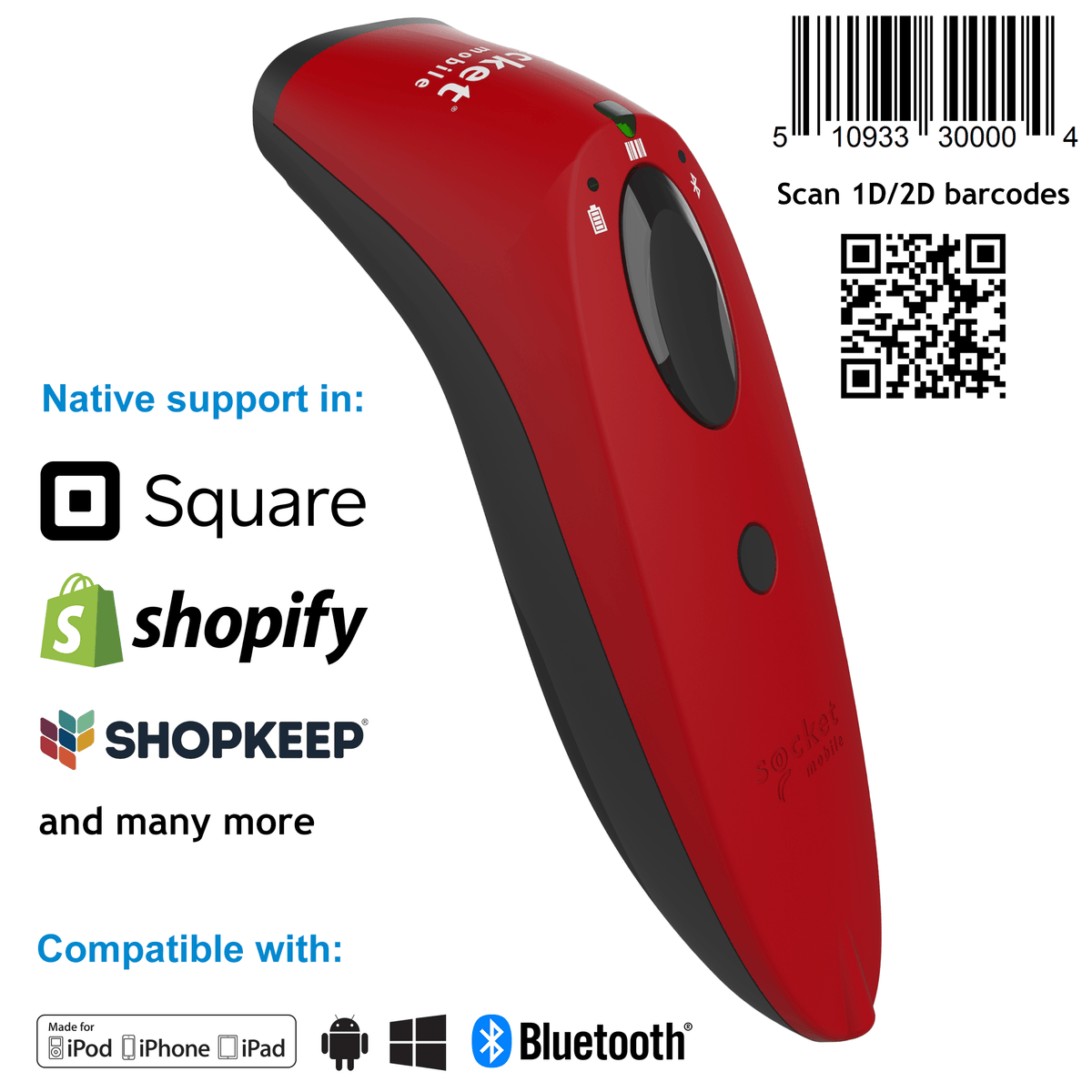 SocketScan S720 Linear Barcode Plus QR Code Reader - Socket Mobile