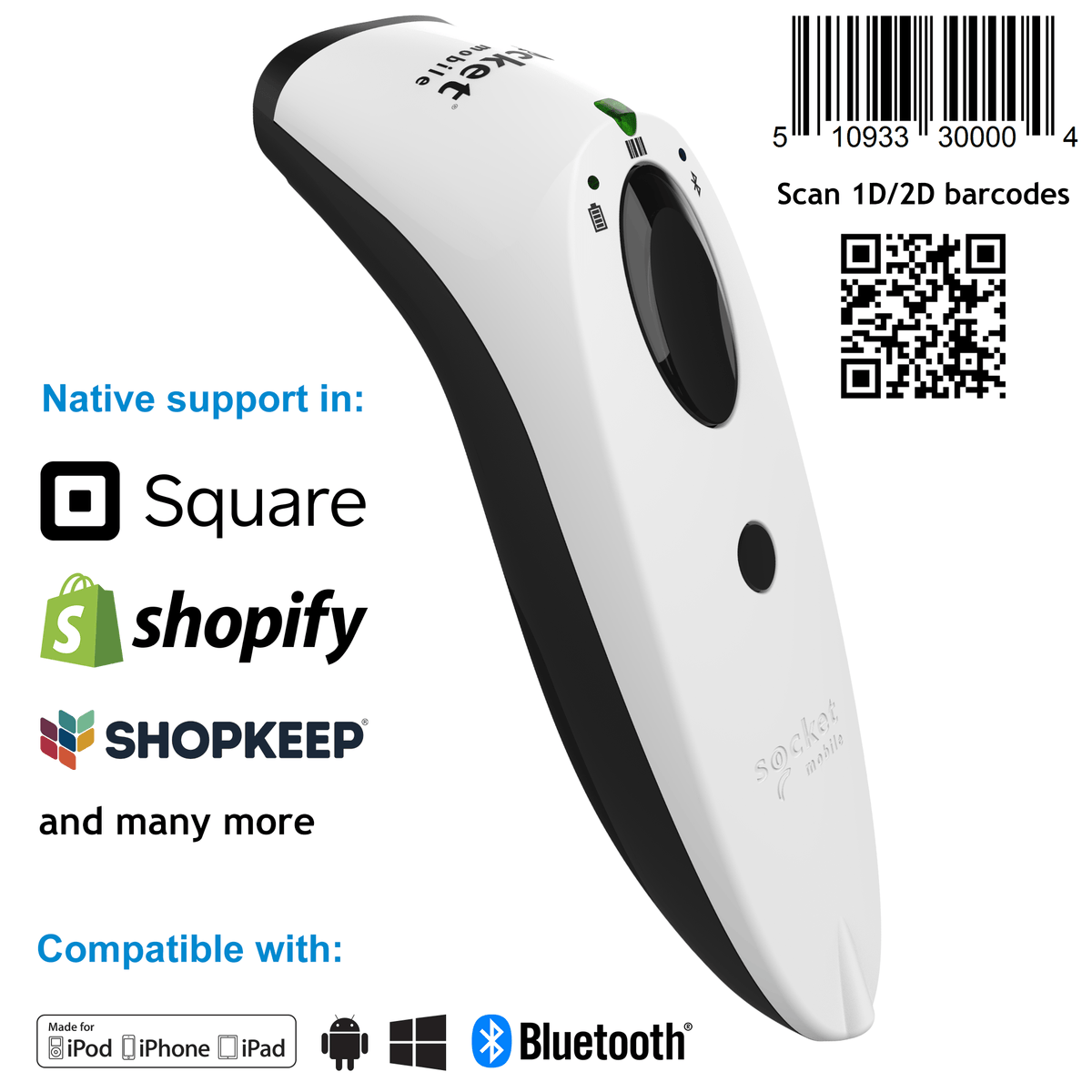 SocketScan S720 Linear Barcode Plus QR Code Reader - Socket Mobile